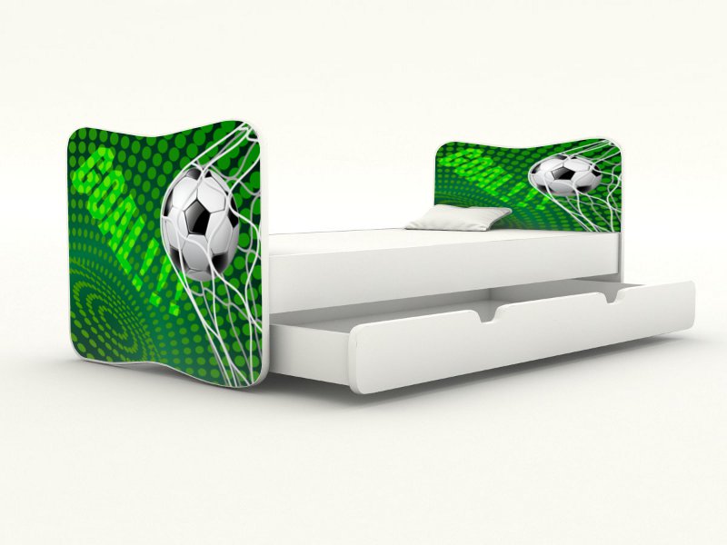 Becks posteľ bez bočnice + úložný priestor Futbal zelený